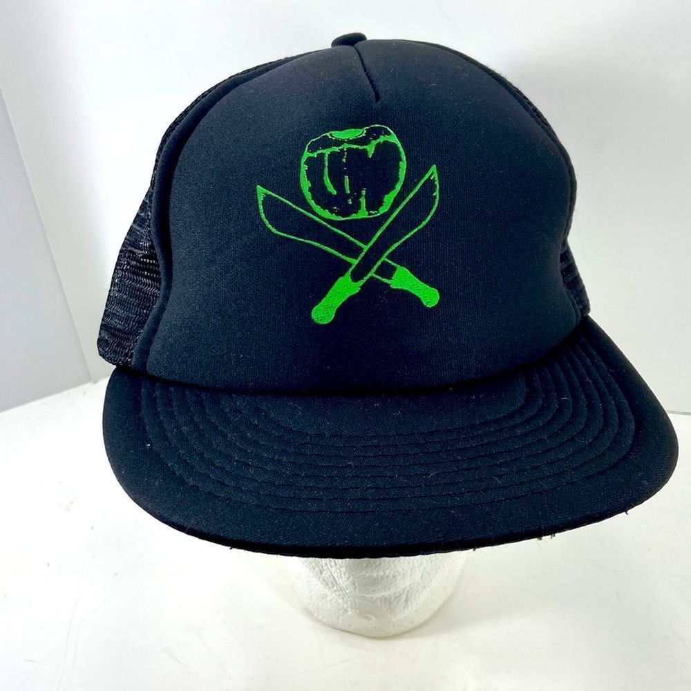 Auto collection men's adjustable ball cap    black with green graphics